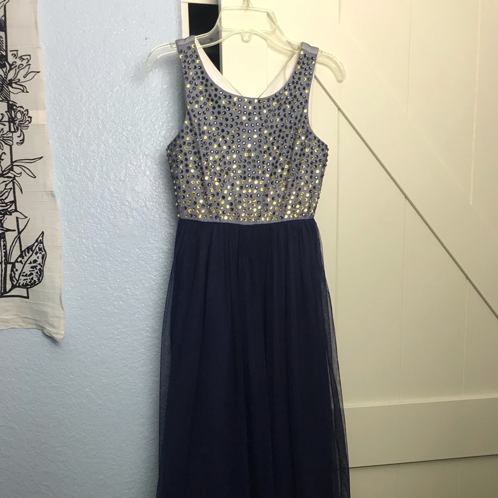 Girls size 12 Xtraordinary dress in navy and gold